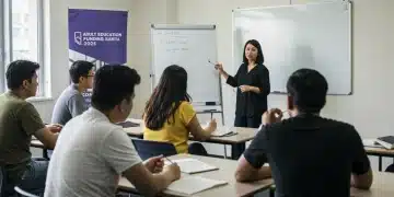 Adult students learning in a classroom, symbolizing federal grant impact on education.