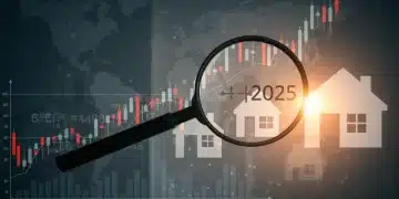Complex housing market analysis with rising interest rates and housing silhouettes
