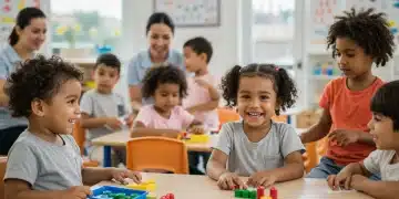 Children learning in a vibrant early childhood education classroom with federal support