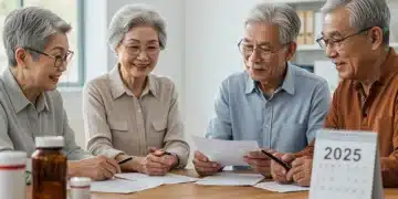 Seniors discussing Medicare Part D changes for 2025 to save on prescriptions.