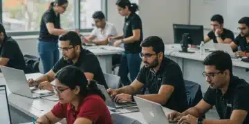 Professionals learning with micro-credentials in a modern educational setting