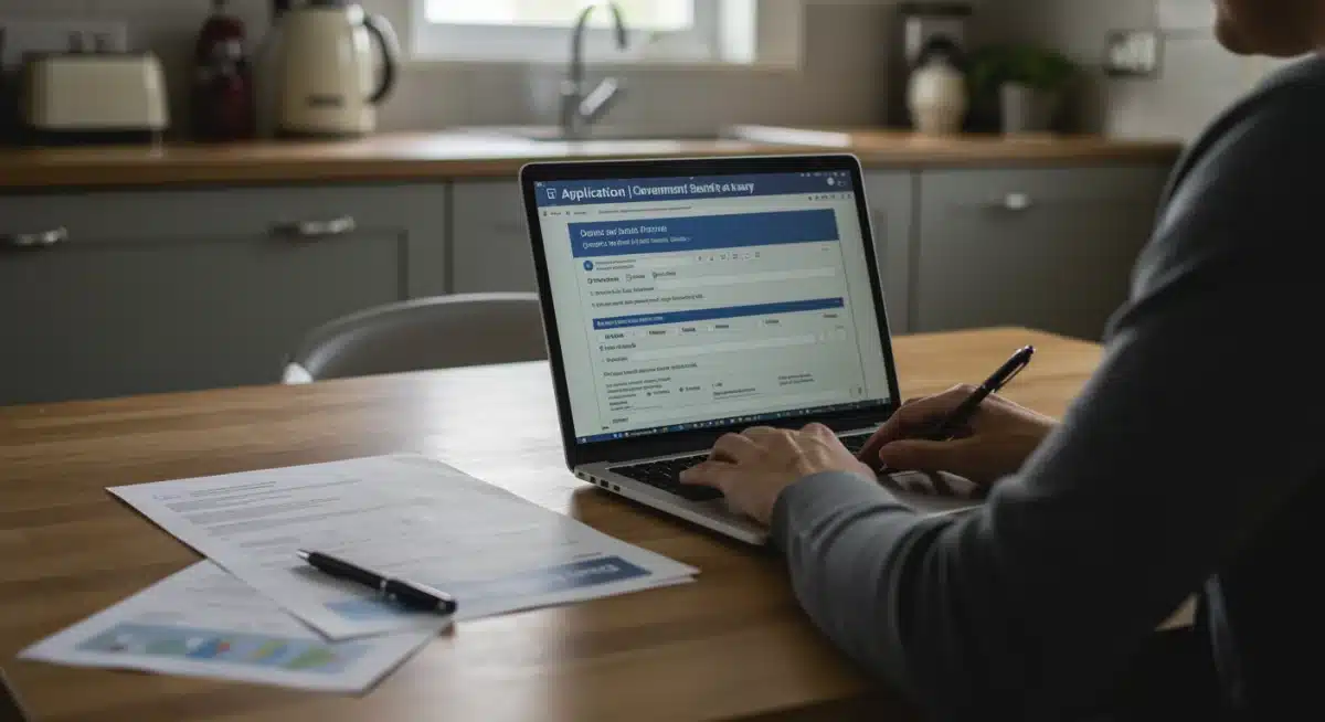 Person applying for SNAP benefits online on a laptop.