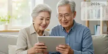 2026 Social Security: 3 Key Changes for Retirement Income Senior couple reviewing 2026 Social Security benefits on a tablet.