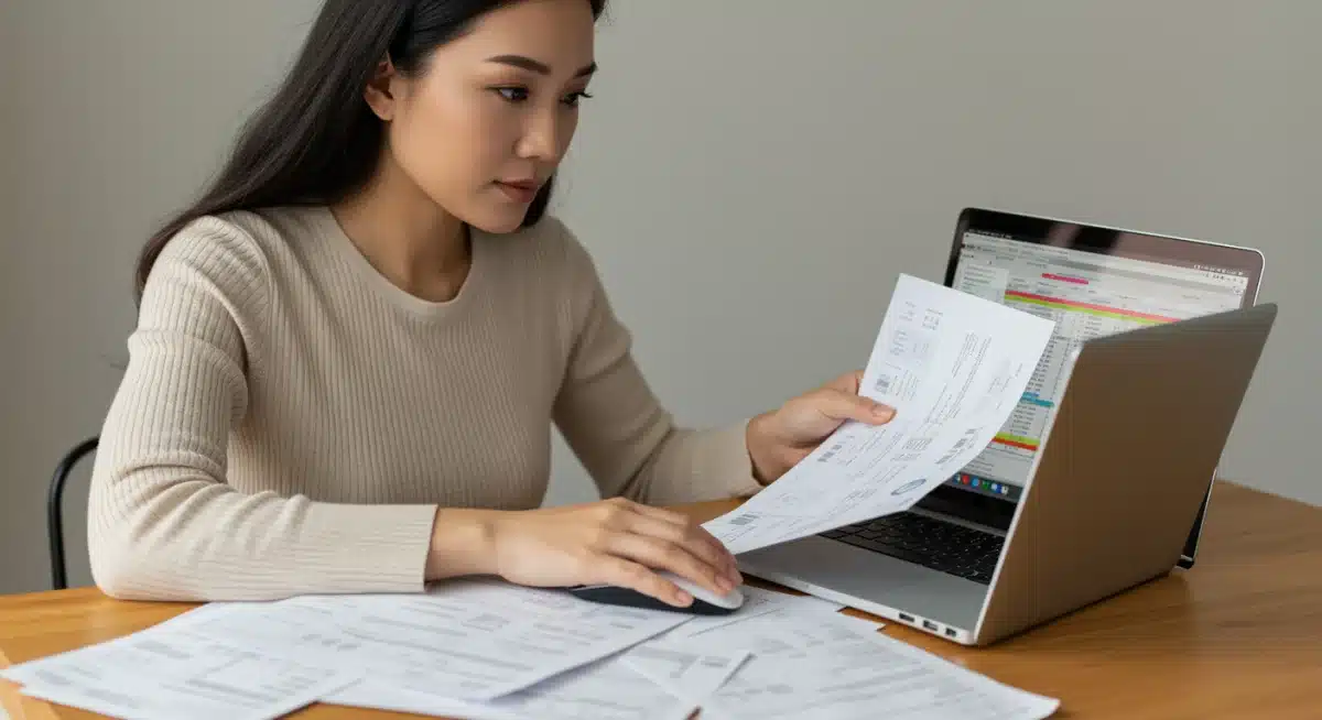 Person calculating living expenses for emergency fund