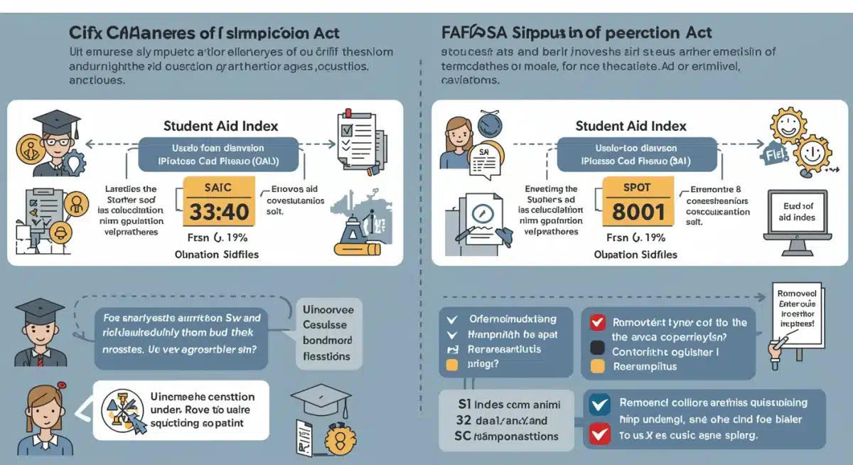 Infographic detailing FAFSA Simplification Act changes and new aid calculations.