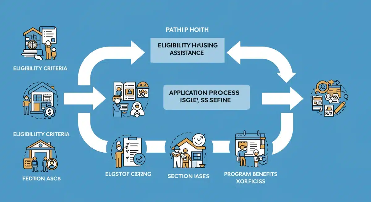 Infographic showing housing assistance program steps and benefits