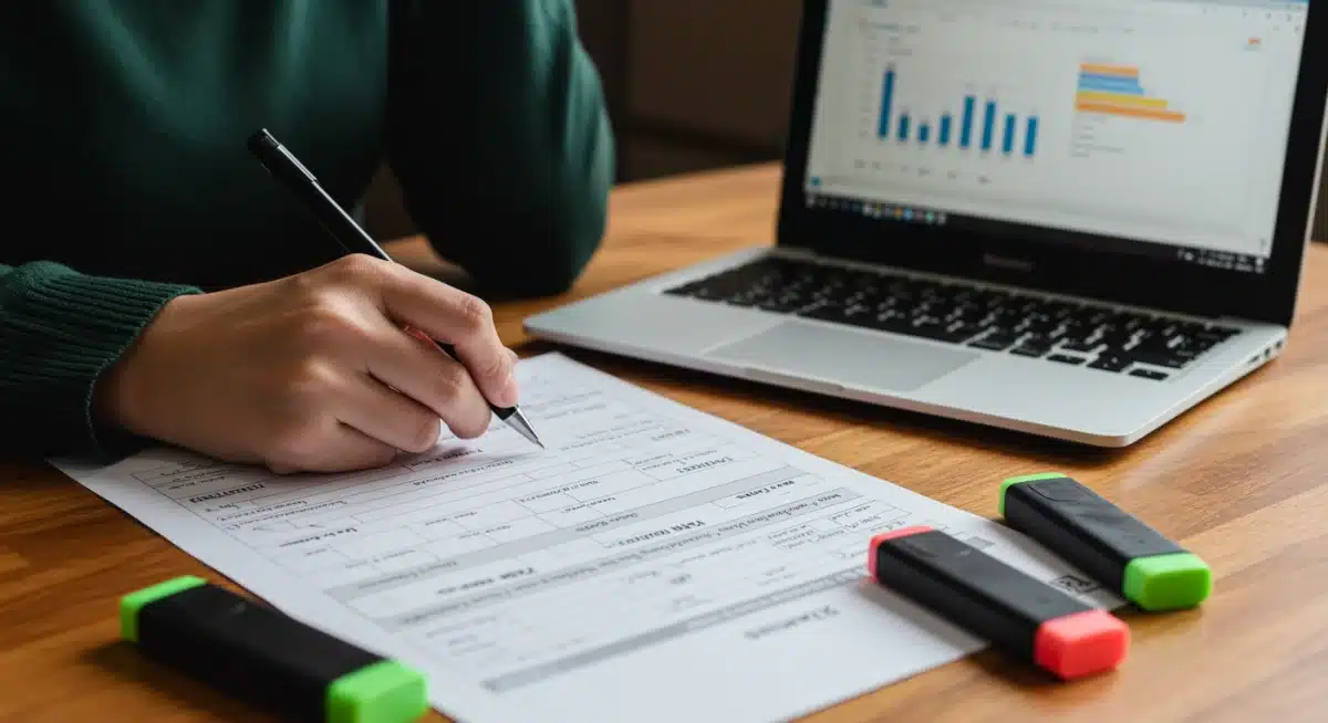 Student meticulously completing a scholarship application form
