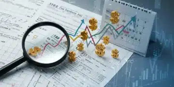 Investor analyzing 2026 capital gains tax forms and financial charts