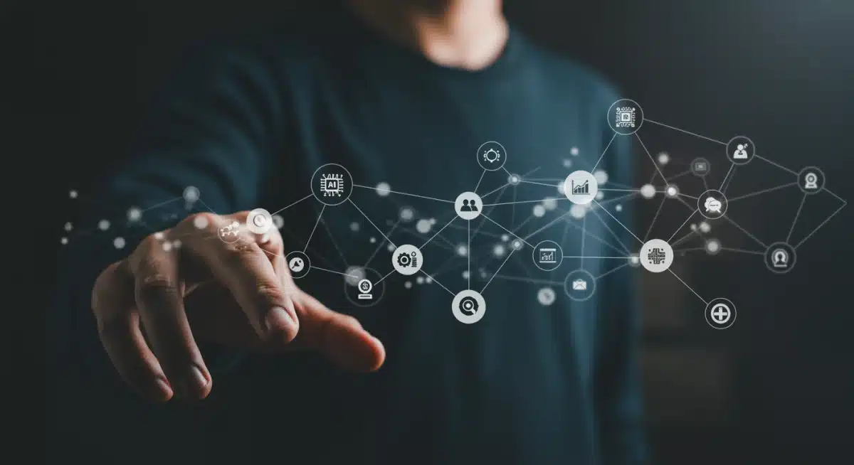 Interconnected data points representing data science and AI integration