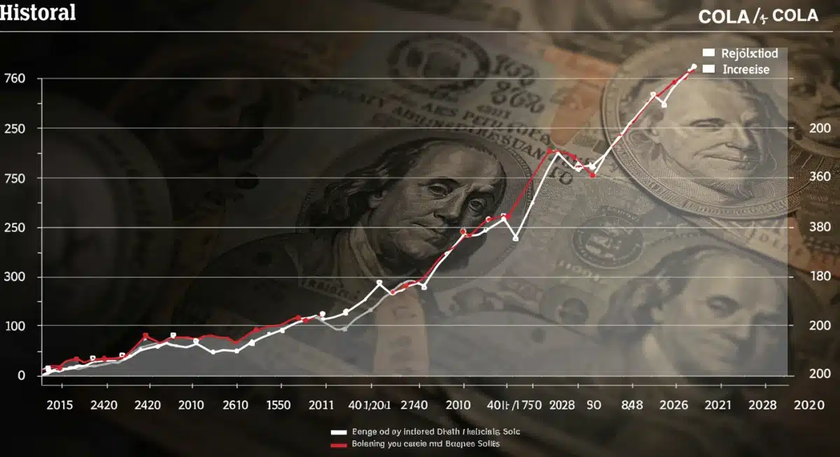 Historical Social Security COLA trends and 2026 projection graph