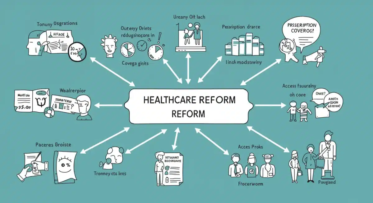 Infographic illustrating key components of healthcare reform