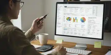 Person analyzing tax documents and financial data on a computer for 2026 tax planning