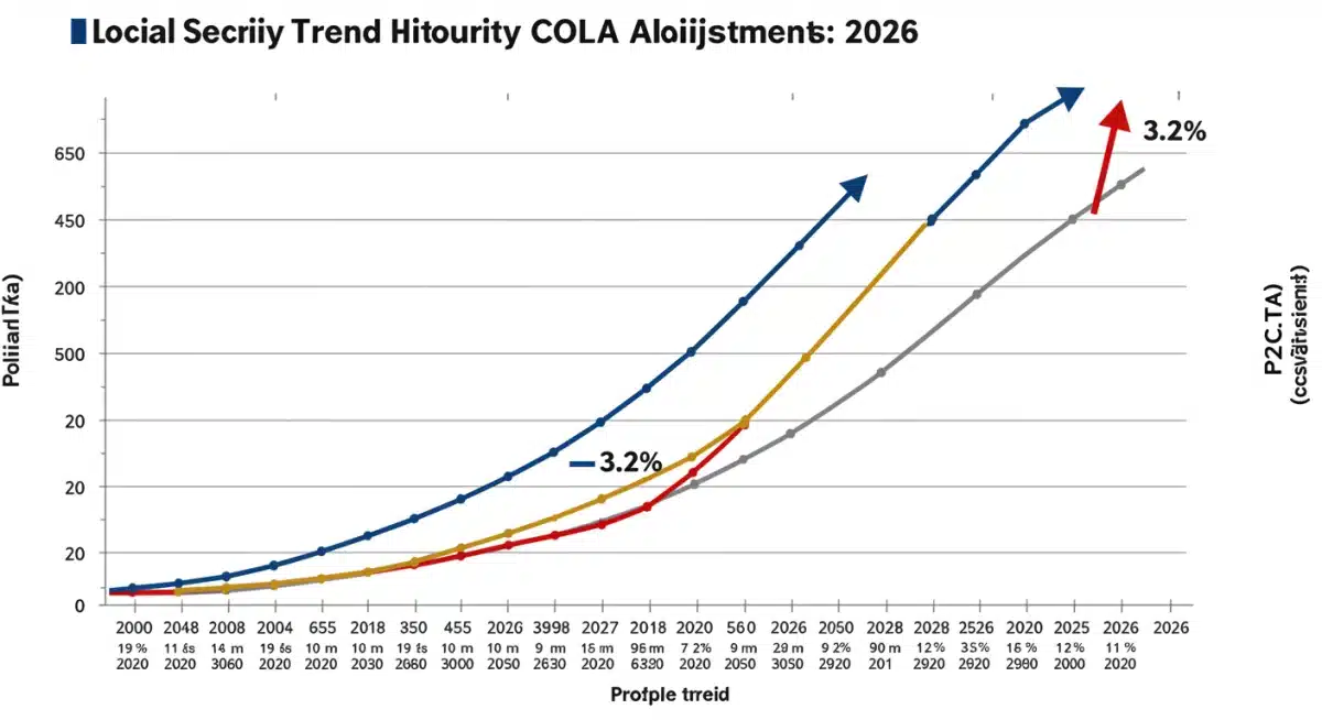 Historical Social Security COLA trend graph with 2026 projection