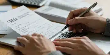 Student completing 2026 FAFSA form on laptop for federal student aid application