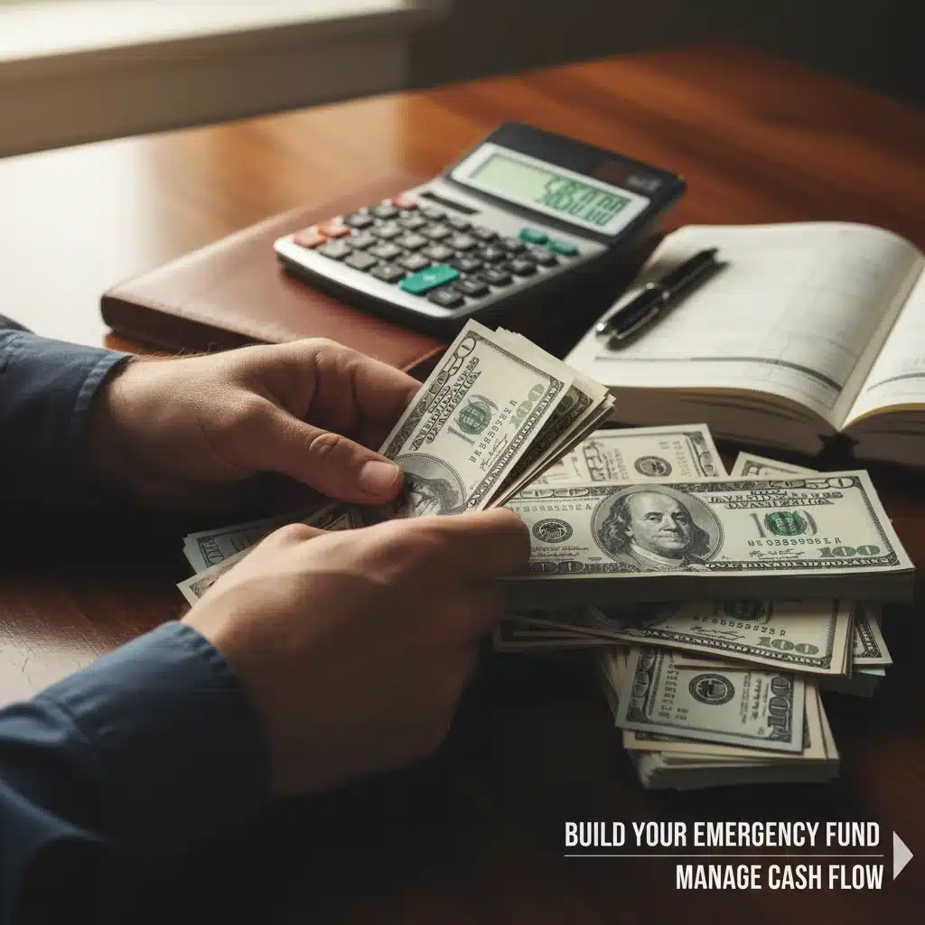 Hands counting cash for emergency fund during recession planning