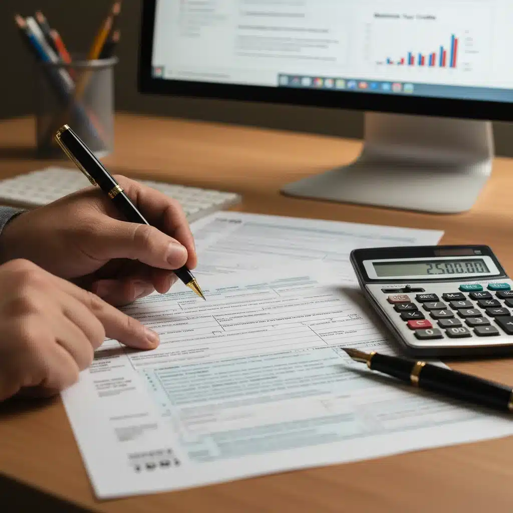 Person meticulously filling out tax forms for education credits.