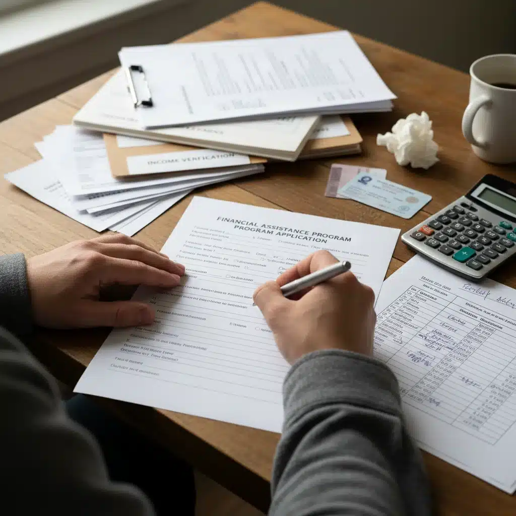 Person filling out LIHEAP application form for energy assistance
