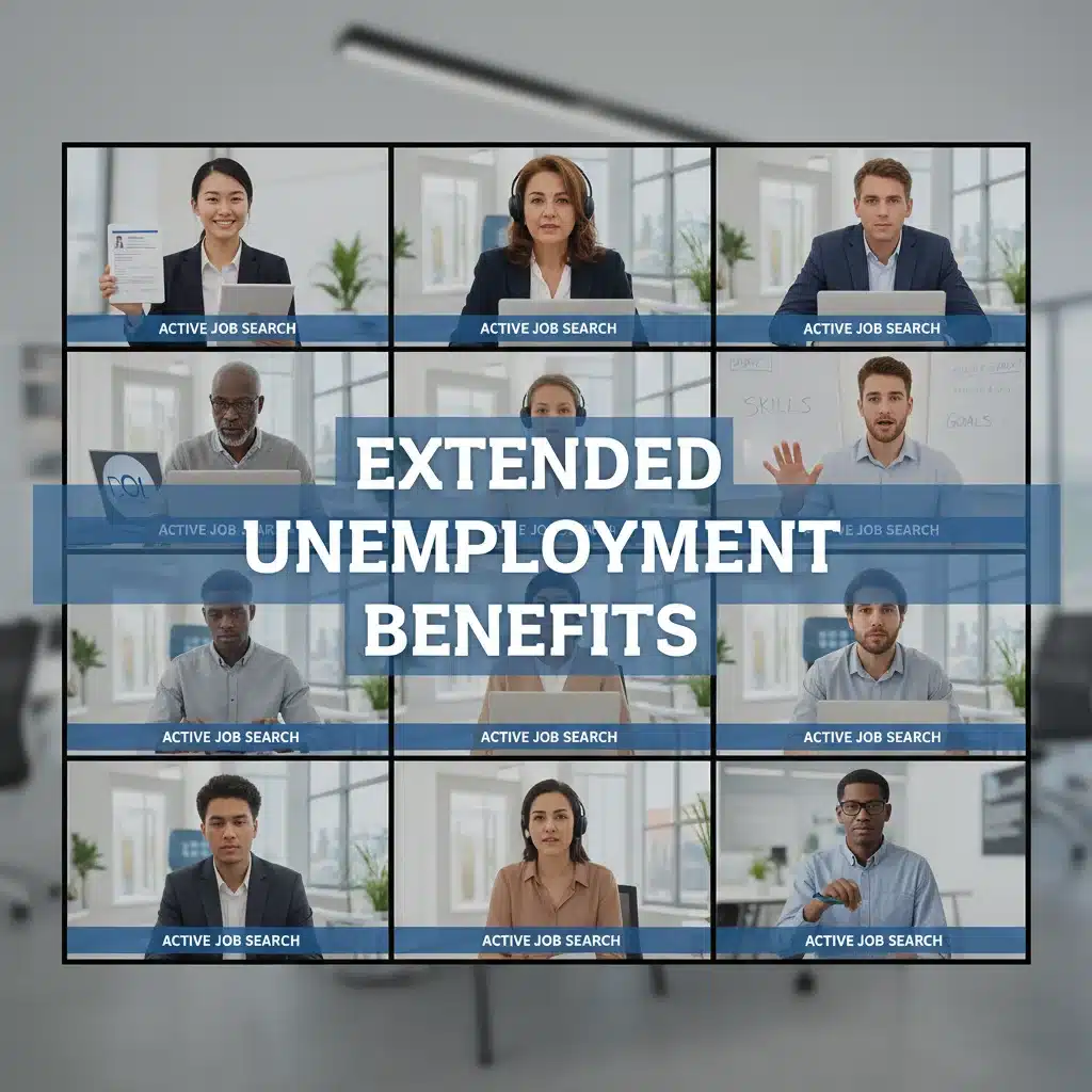 People participating in a virtual job fair for reemployment.