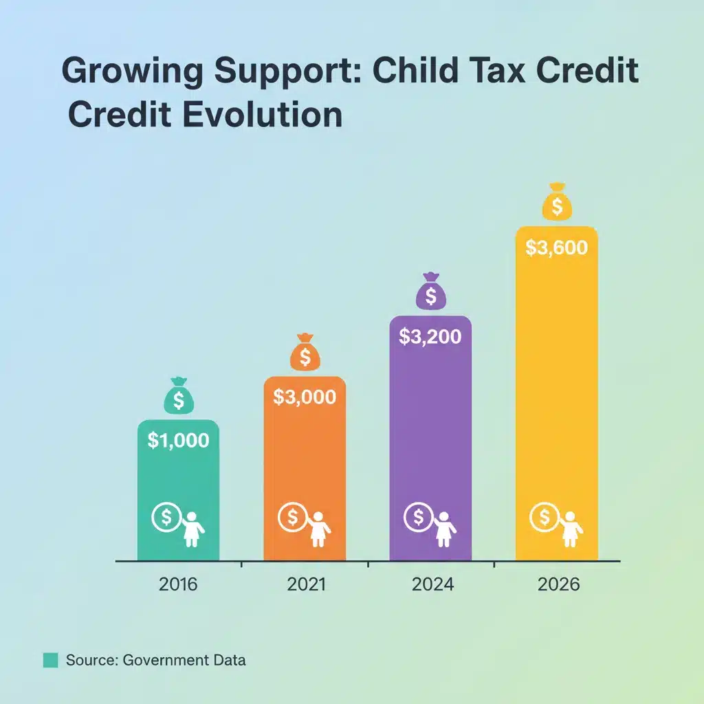 Infographic showing child tax credit increase to 00 in 2026