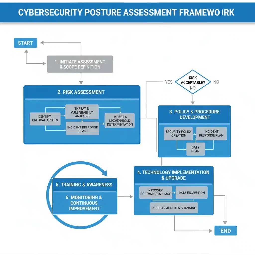 Cybersecurity posture assessment flowchart for businesses