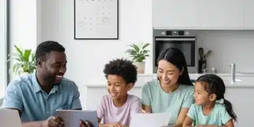 Happy family reviewing child tax credit information for 2026