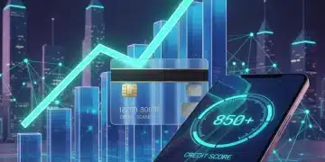 Illustration of a growing credit score graph on a smartphone screen with credit cards, symbolizing financial improvement and credit score optimization.