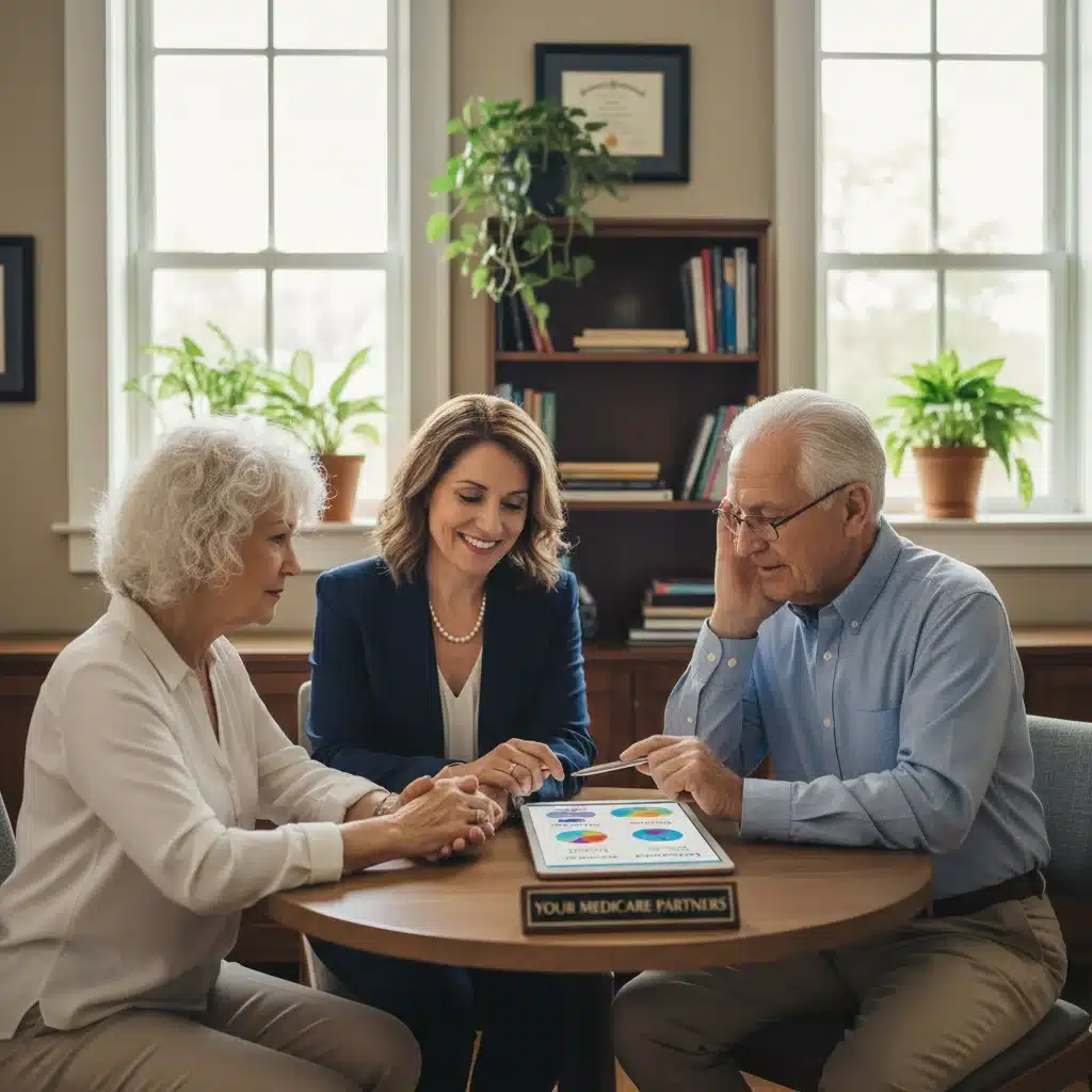 Senior couple discussing Medicare Advantage plans with a knowledgeable advisor