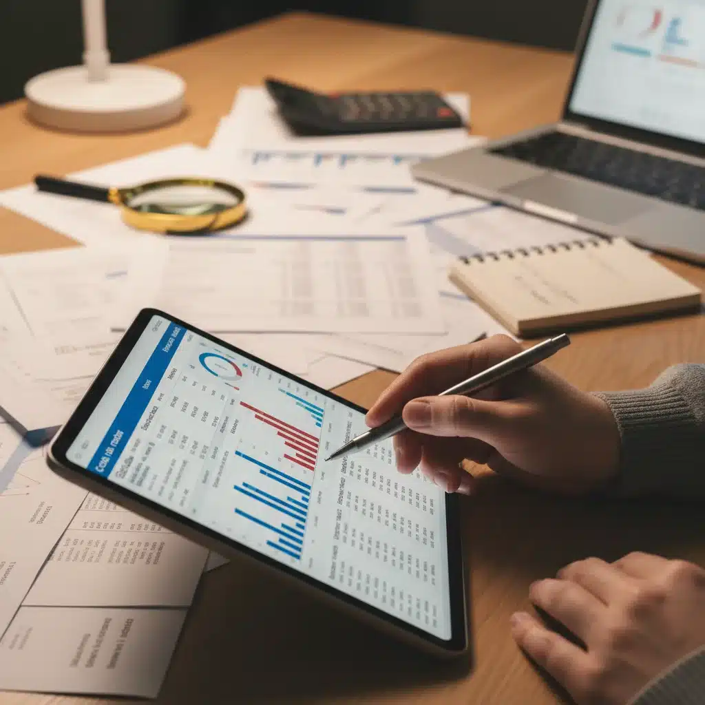 Person reviewing a credit report on a tablet, highlighting the importance of checking for errors in credit score optimization.