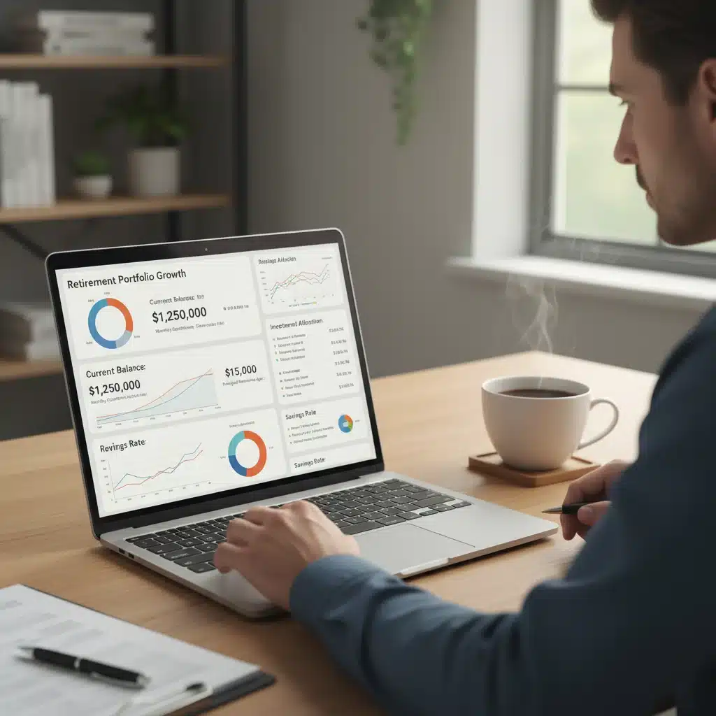 Reviewing retirement financial dashboard